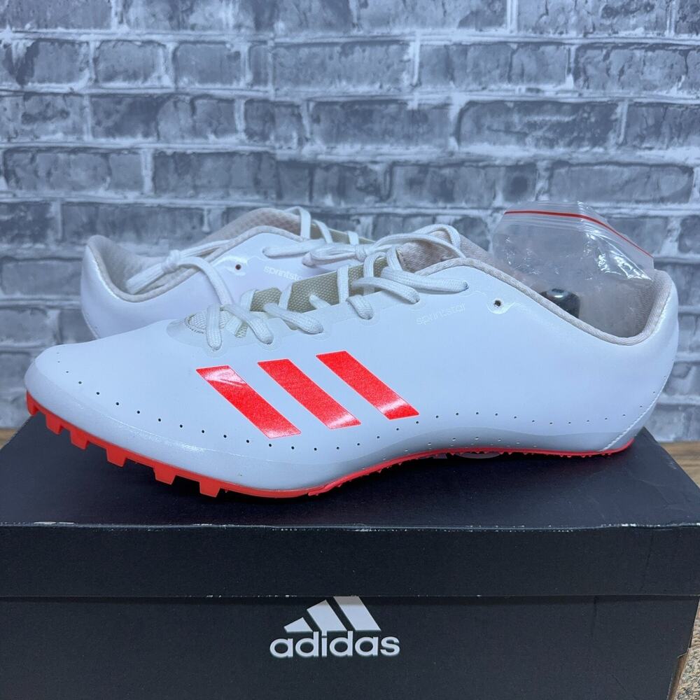 adidas Sprintstar White Red Track & Field Cleats Shoes BB5746 Mens Size 13 New